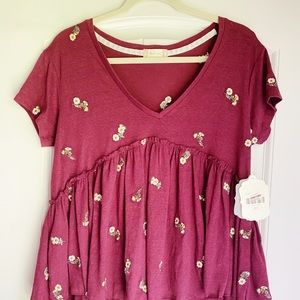 Altar’d State Peplum Maroon Top